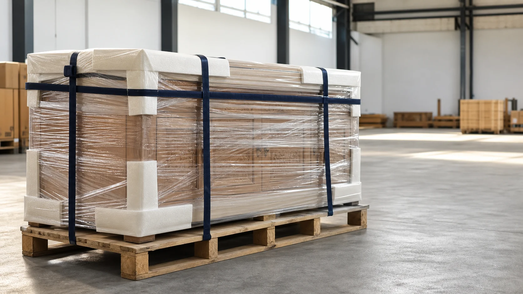 Wrapped Balinese furniture ready for export