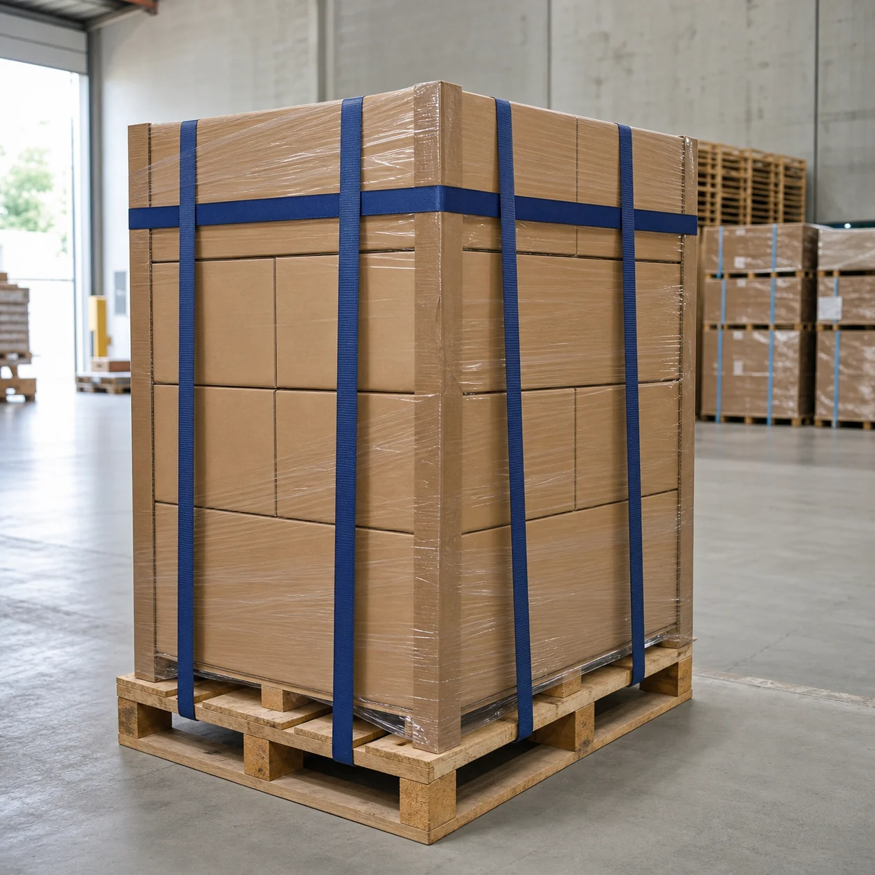 Palletized commercial cargo ready for export