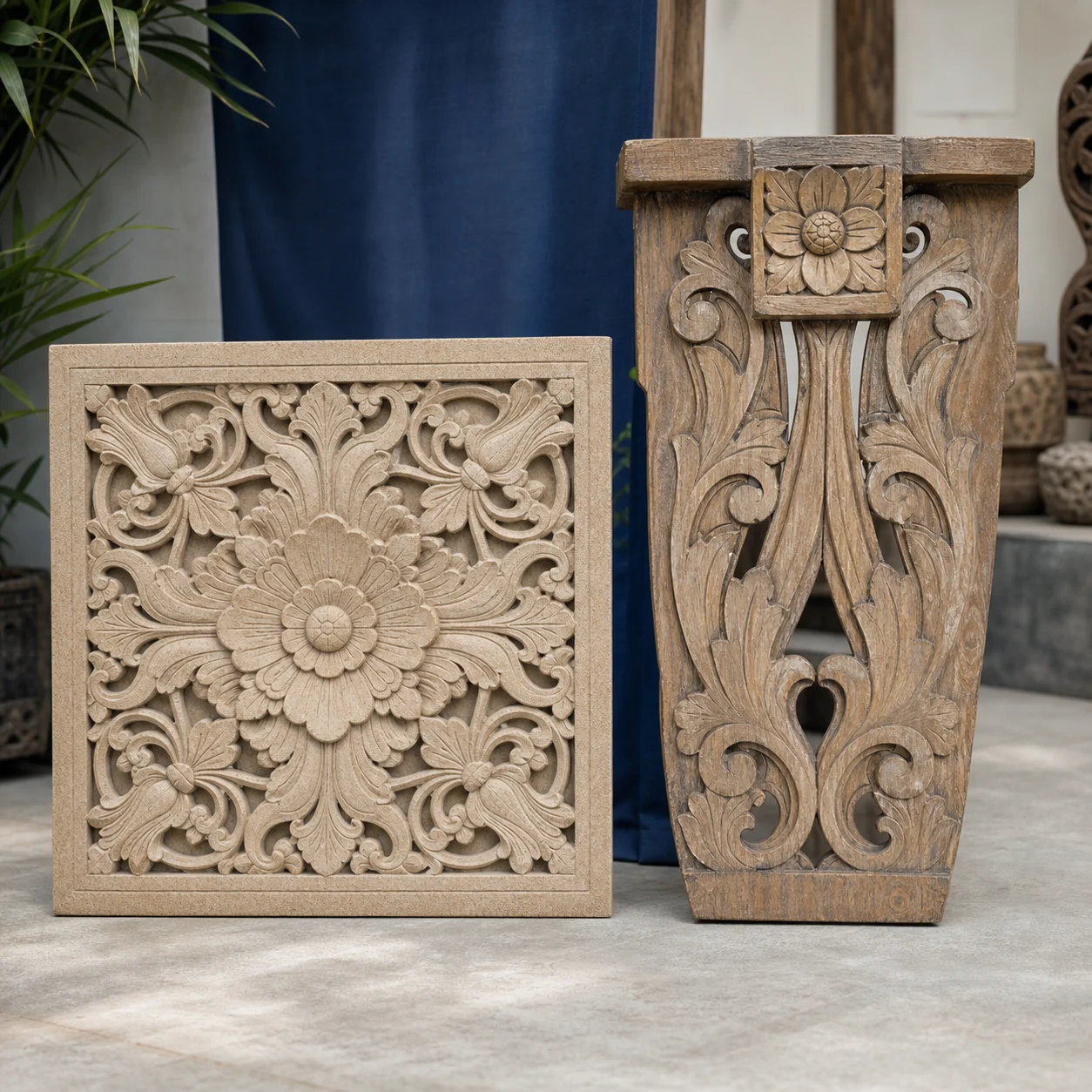 Balinese stone and wood carvings