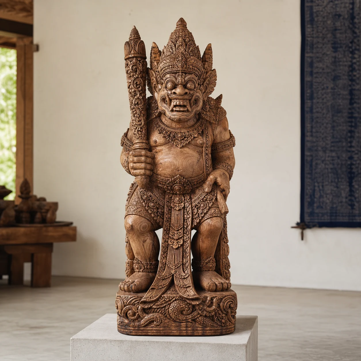 Carved Balinese wooden sculpture